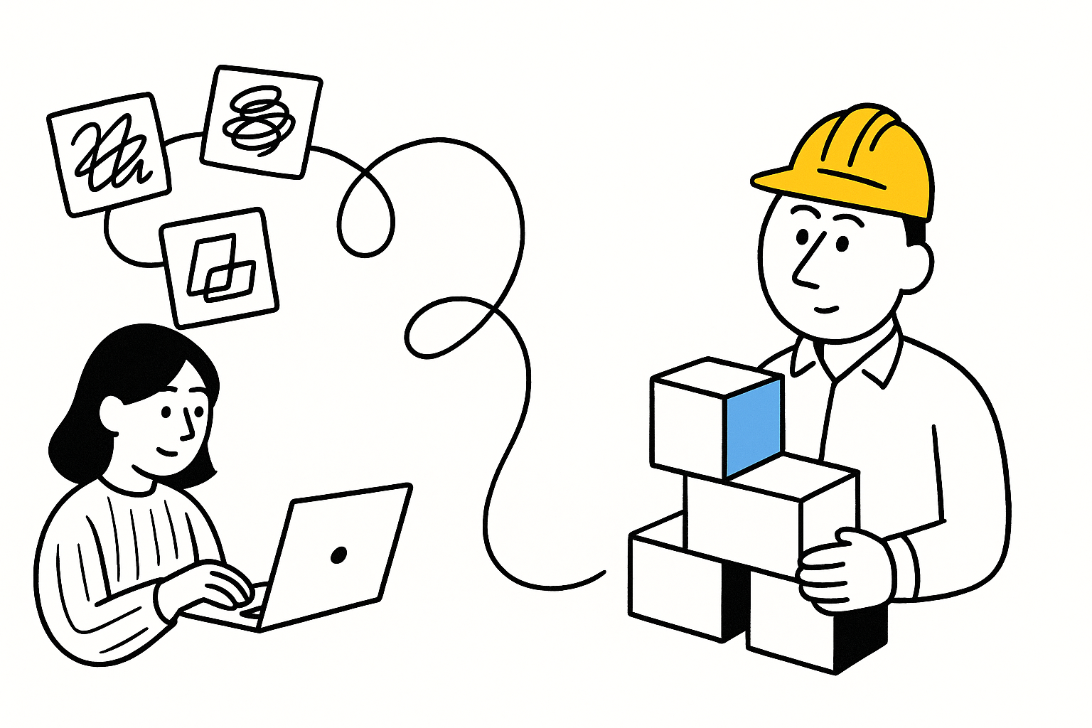 Illustration showing vibe-coding process